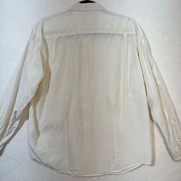 ESprit VTG Ivory White Button-Up Long-Sleeve Silk Blouse Shirt Size Medium - Picture 2 of 6